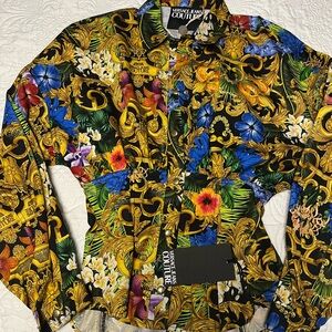 Versace Jeans Collection Black and Yellow Baroque Casual Shirt